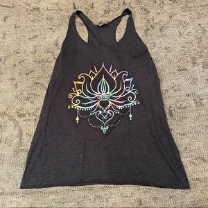 Dark Graphic Flowy Racerback Tank with Rainbow Design - NWOT